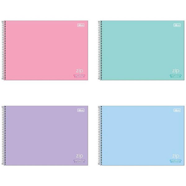 Caderno desenho univ capa dura zip colors 80fls. espiral - tilibra (pct.c/04)