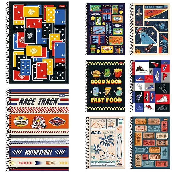 Caderno 20x1 capa dura mid masculino 320fls. - foroni (pct.c/02)