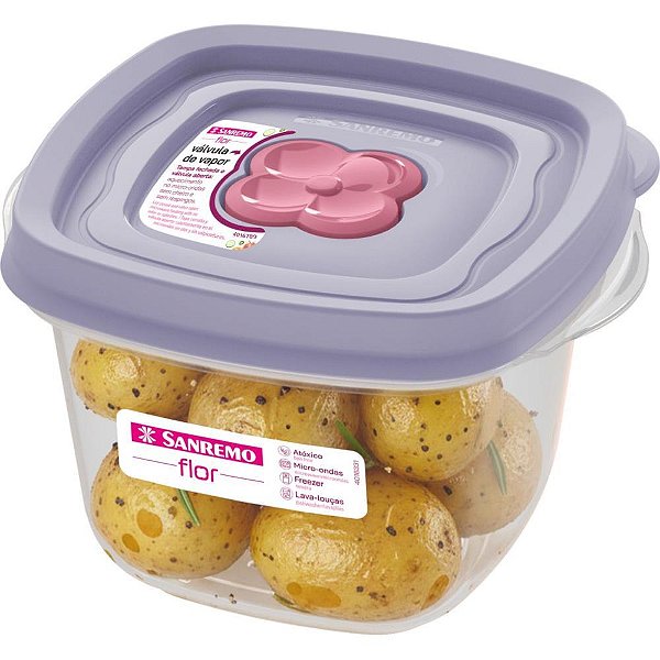 Pote plastico quadrado flor 450ml - sanremo (unidade)