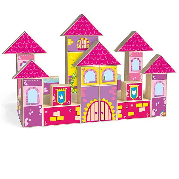 Brinquedo para montar castelo encantado de madeira 3 - brinc. de crianca (unidade)