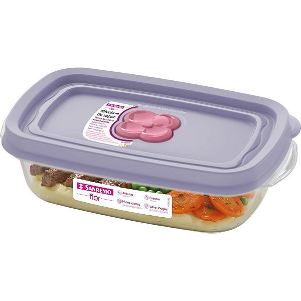 Pote plastico retangular flor 430ml - sanremo (unidade)