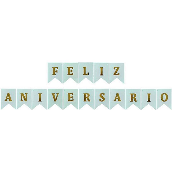 Faixa decorativa feliz aniversario azul c/corda - art lille (unidade)