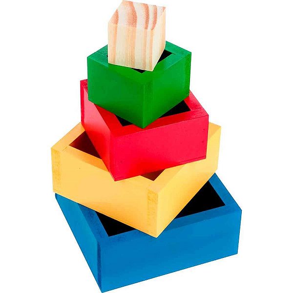 Brinquedo pedagogico madeira caixas coloridas mdf 5pcs - carlu (unidade)