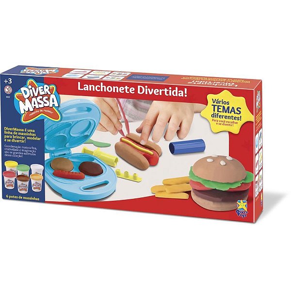 Massa para modelar criativa lanchonete divertida c/acessor - divertoys (unidade)