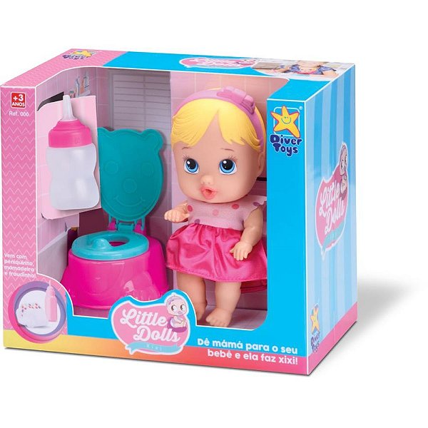Boneca com mecanismo little dolls faz xixi 19cm - divertoys (unidade)