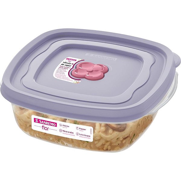 Pote plastico quadrado flor 920ml - sanremo (unidade)