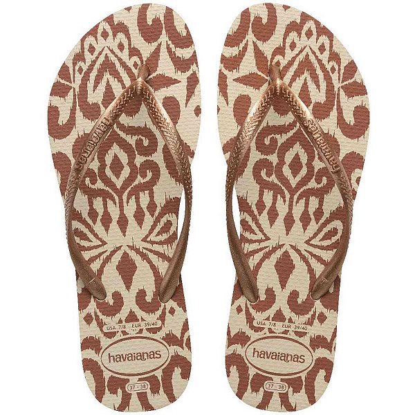 Chinelo havaianas feminino slim classy essence 35/6 bege - havaianas (par)