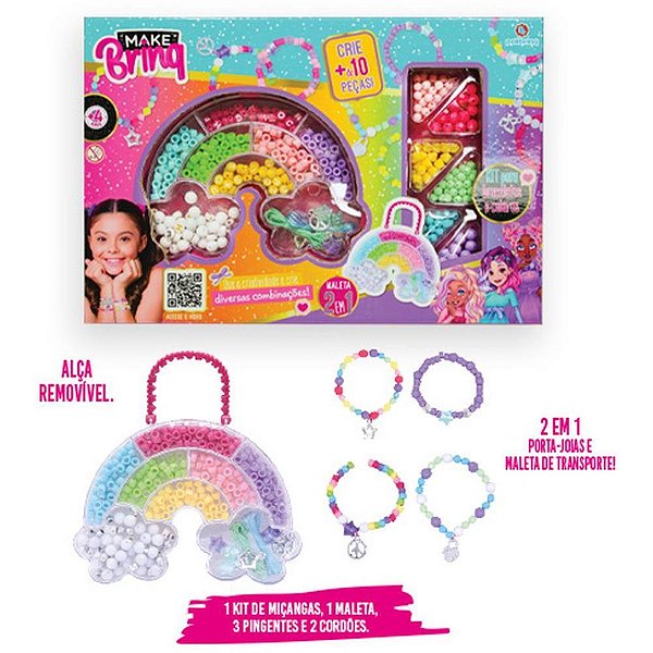 Bijuteria e micanga maleta bracelete e colares 3mo - polibrinq (unidade)