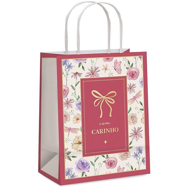 Sacola para presente decorada aurora m 26x19,5x9,5cm - packpel (pct.c/10)