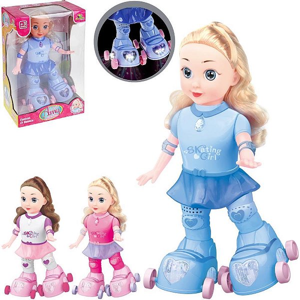 Boneca com mecanismo amy patinadora c/luz e som 29c - art brink (unidade)