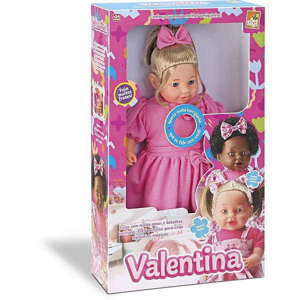 Boneca com mecanismo valentina loira 44cm - bee toys (unidade)