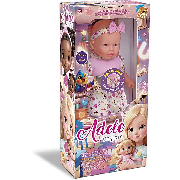 Boneca com mecanismo adele vogais branca c/frases 4 - bee toys (unidade)