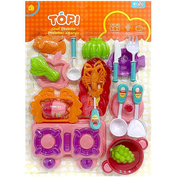 Brincando de casinha topi chef cozinhar e servir - cardoso toys (unidade)