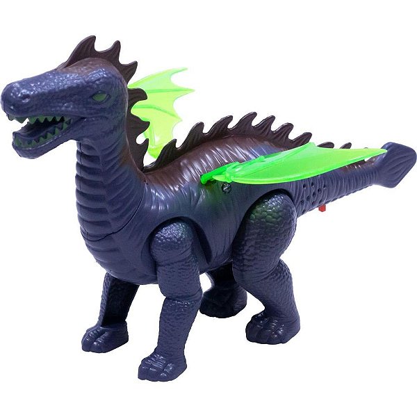 Dinossauro dino c/som/luz/movimento 24cm - bee toys (unidade)