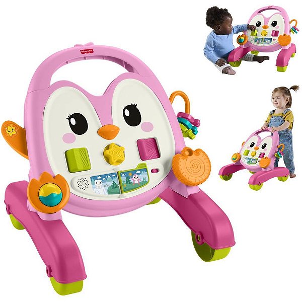 Fisher-price infant andador musical pinguim rosa - mattel (unidade)