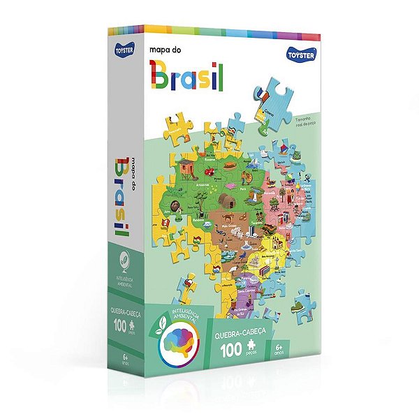 Quebra-cabeca cartonado mapa do brasil 100 pecas - toyster (unidade)