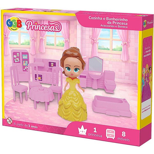 Casinha de boneca cozinha e banheiro da princesa - ggb plast (unidade)