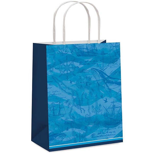 Sacola para presente decorada marine m 26x19,5x9,5cm - packpel (pct.c/10)