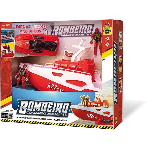 Cenario tematico (playset) barco iate bombeiro c/bonecos - samba toys (unidade)