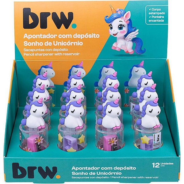 Apontador com deposito sonho de unicornio - brw (dp.c/12)