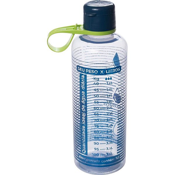 Garrafa plastica fitness cilindrica 970ml cinza - plasutil (unidade)