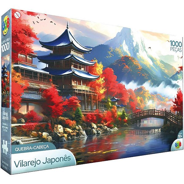 Quebra-cabeca cartonado vilarejo japones 1000 pecas - ggb plast (unidade)