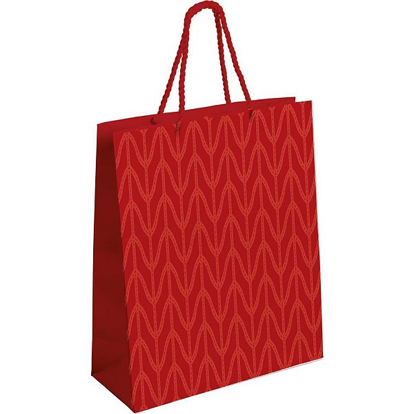 Sacola para presente decorada vermelho c/relevo m 31x26x10cm - packpel (pct.c/10)