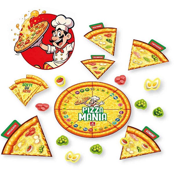 Jogo de tabuleiro pizza mania 63pcs - brinc. de crianca (unidade)