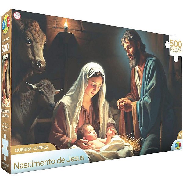 Quebra-cabeca cartonado nascimento de jesus 500 pecas - ggb plast (unidade)