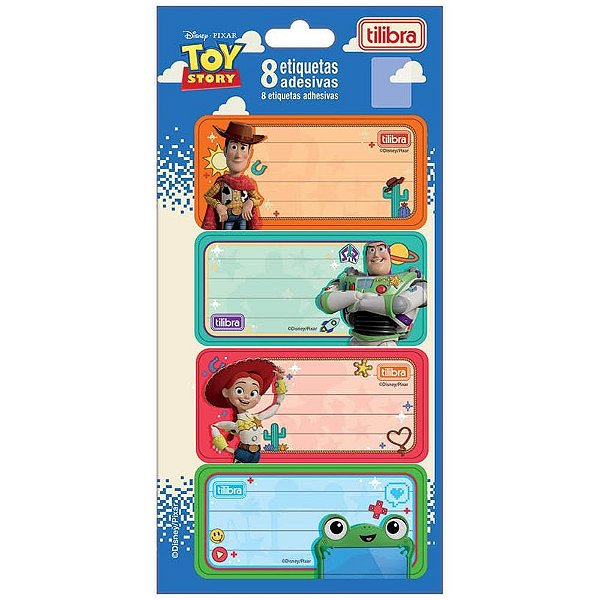 Etiqueta escolar decorada toy story c/8etiq. 100x208mm - tilibra (pct.c/10)