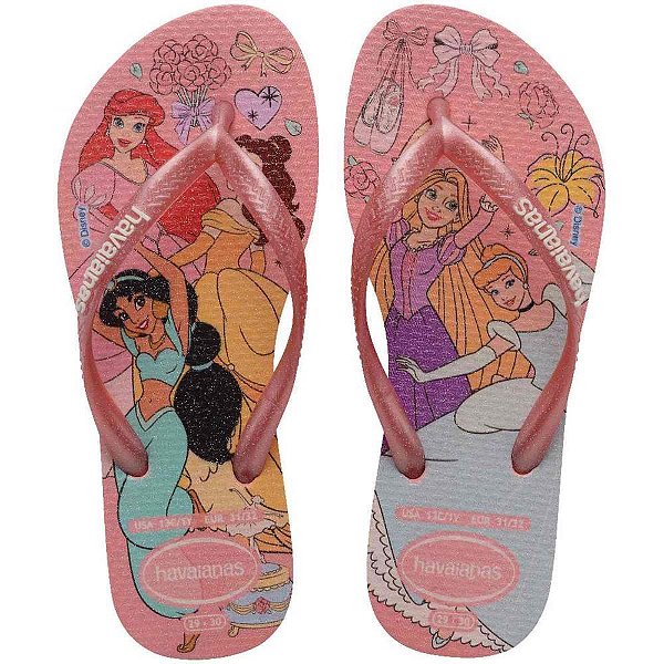 Chinelo havaianas infantil princesas slim kids 31/2 rosa - havaianas (par)