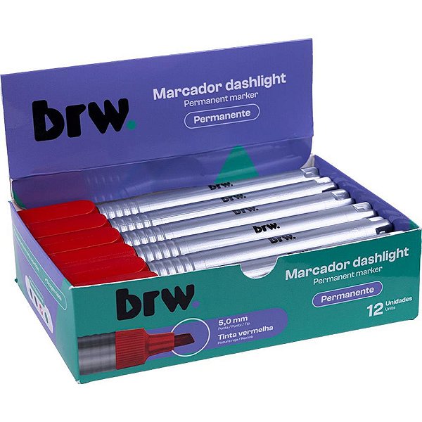 Pincel marcador permanente dashilight vermelho - brw (cx.c/12)