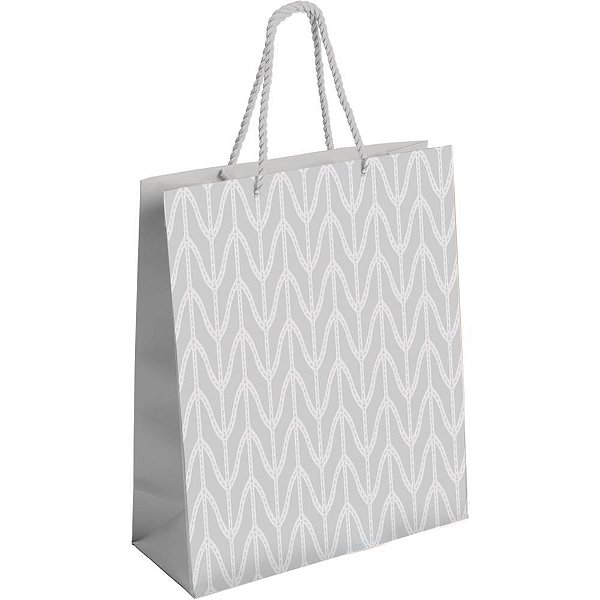 Sacola para presente decorada prata c/relevo g 38x34x15cm - packpel (pct.c/10)