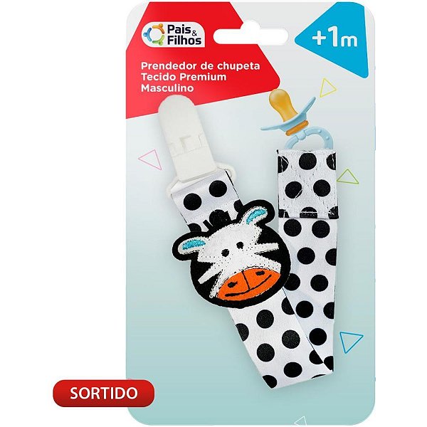 Produto para bebe prendedor de chupeta masc.(sortido) - pais e filhos (unidade)