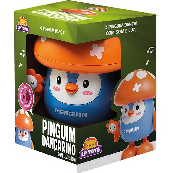 Boneco com mecanismo pinguim dancarino c/luz 16,5cm - samba toys (unidade)