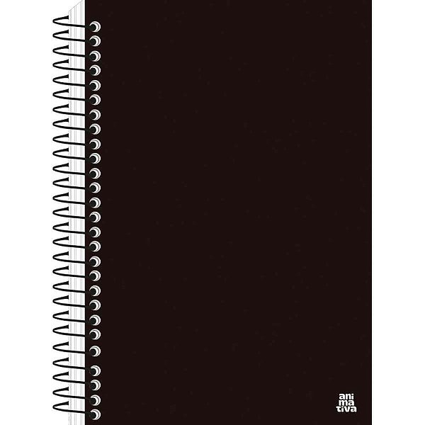Caderno espiral 1/4 capa dura kbom black 140f. - animativa (pct.c/05)