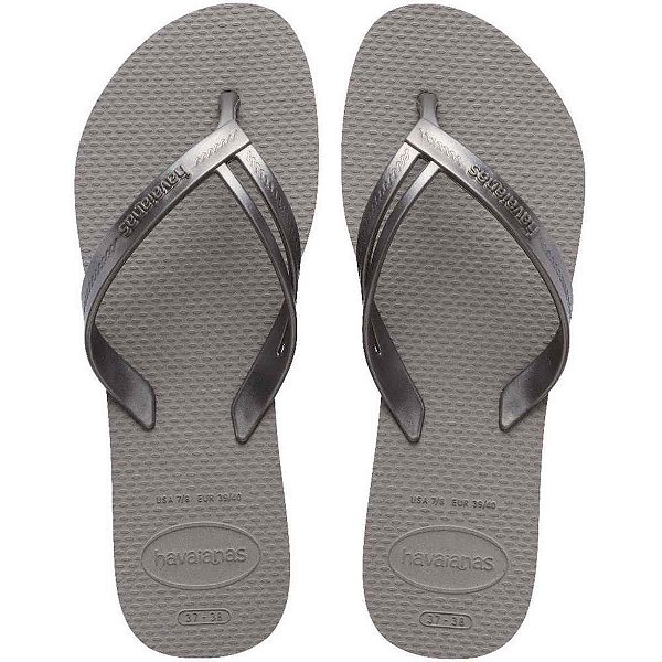 Chinelo havaianas feminino elegance 39/0 cinza recife - havaianas (par)
