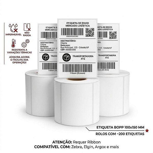 Etiqueta adesiva bopp 100x150xmm 31m - silfer (cx.c/08)