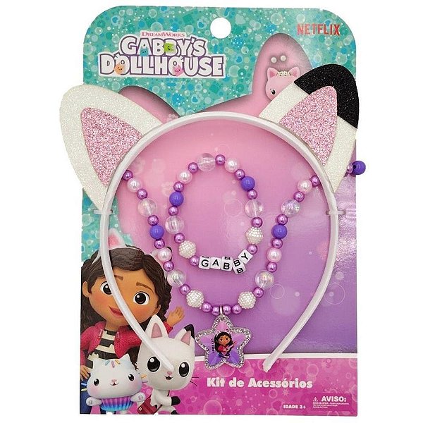 Acessorio para cabelo a casa gabby tiara/puls/colar - bbr toys (unidade)