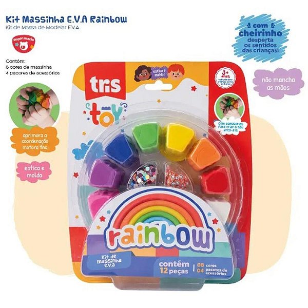 Massa de eva criativa tris toy rainbow c/12cores - summit (unidade)