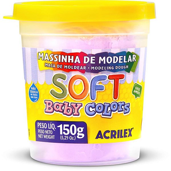 Massa para modelar soft 150g.lilas bebe bs.amido - acrilex (pote)