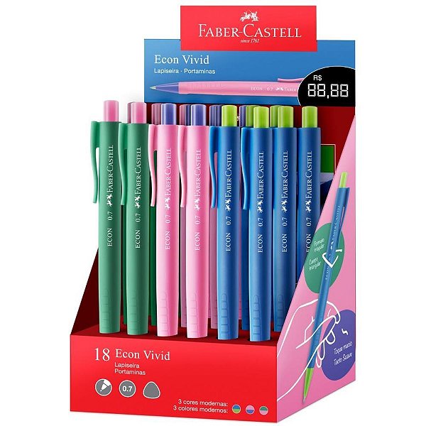 Lapiseira 0.7mm econ 3 modelos - faber-castell (dp.c/18)