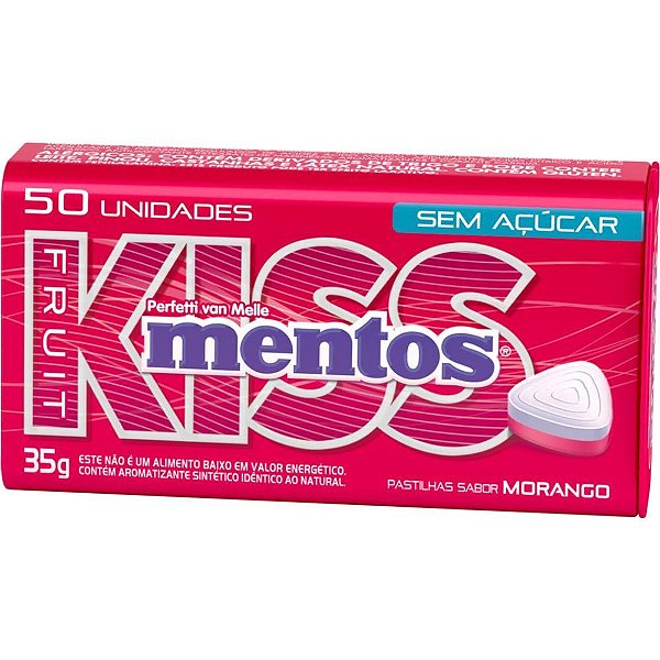 Bala mentos kiss morango s/acuc.35g - perfetti van melle (dp.c/12)