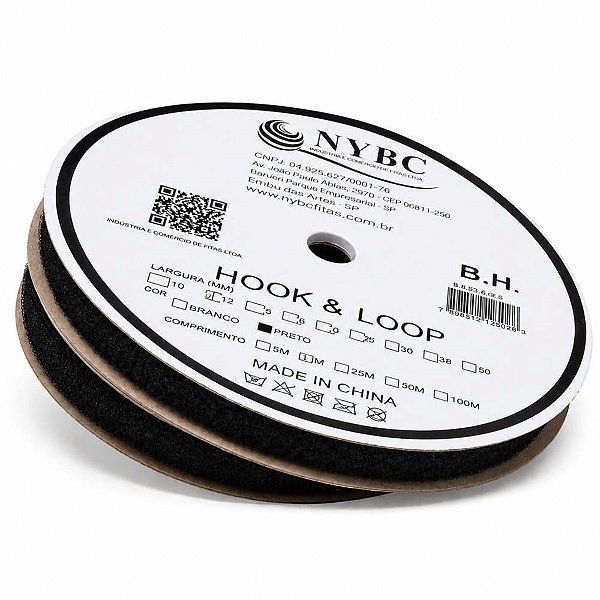 Velcro 16mm preto c/25mt - nybc (rolo)