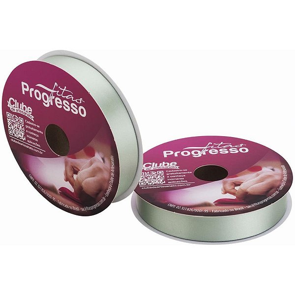 Fita de cetim 22mm 50m. verde suave - fitas progresso (rolo)