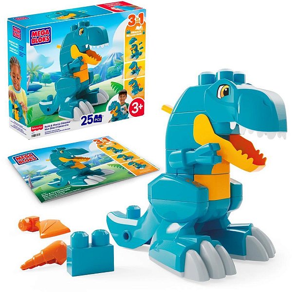 Mega bloks monte e ataque dino 3em1 22pcs - mattel (unidade)