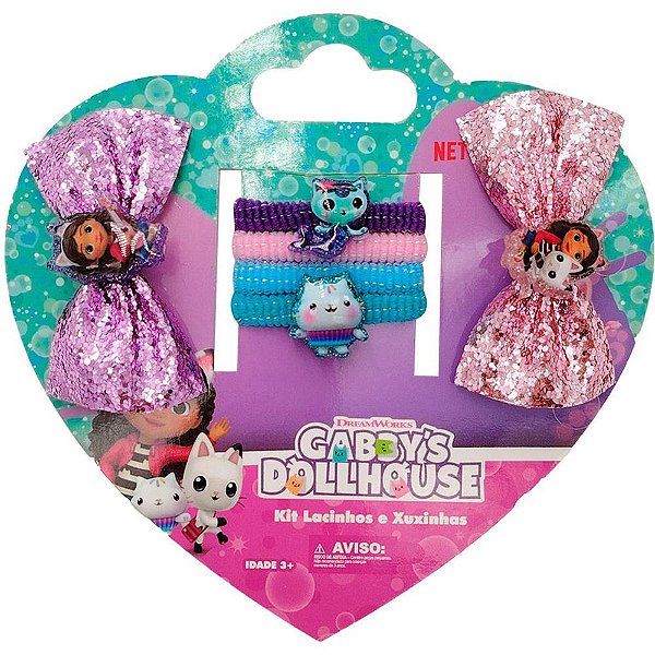 Acessorio para cabelo a casa da gabby lacinhos glite - bbr toys (unidade)