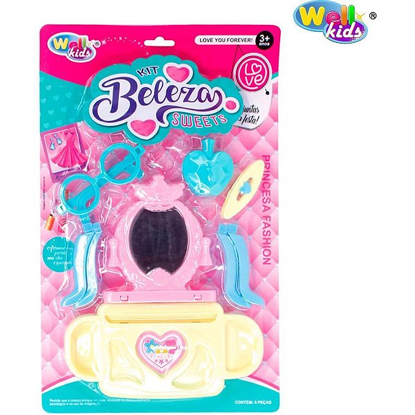 Maquiagem e beleza infantil kit sweet 9 pcs - wellmix (unidade)