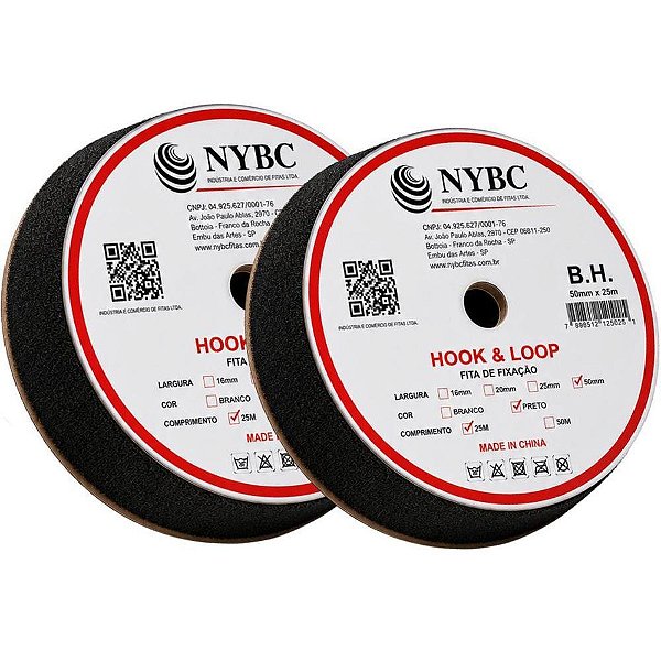 Velcro 50mm preto c/25mt - nybc (rolo)