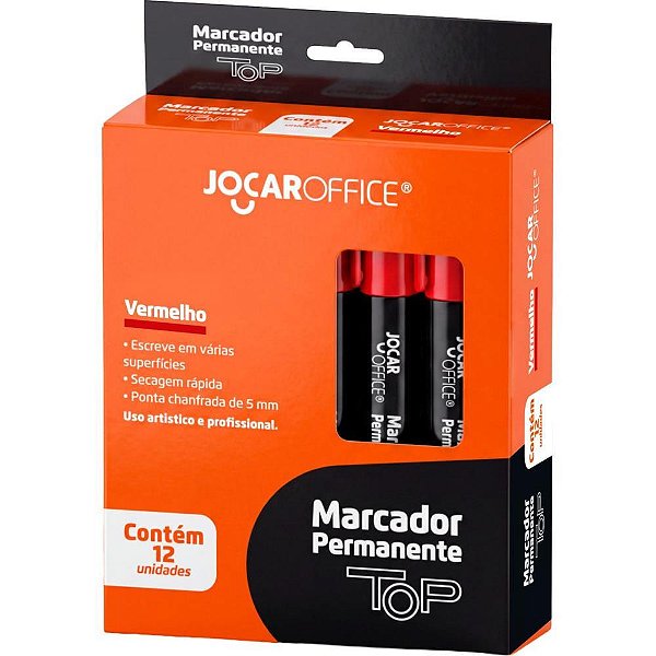 Pincel marcador permanente jocar chanfrado top vermelho - leonora (cx.c/12)